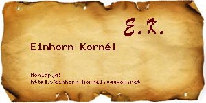Einhorn Kornél névjegykártya